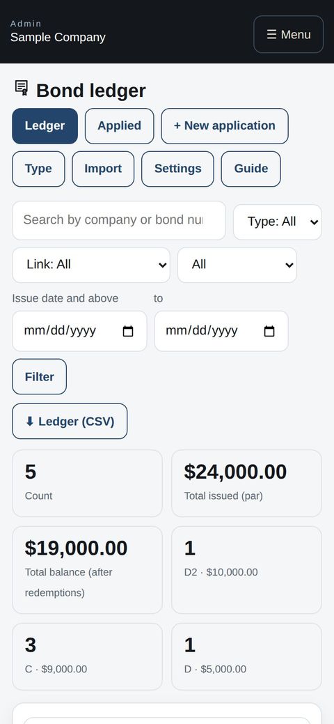 Office: the bond ledger on a phone