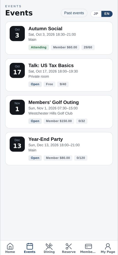 Member: the event list
