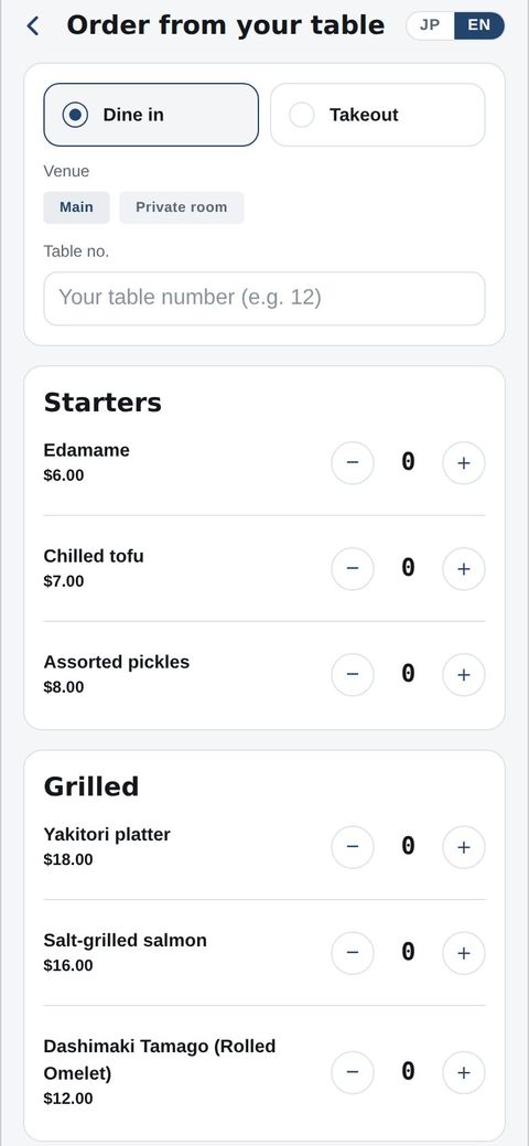 Member: ordering at the table